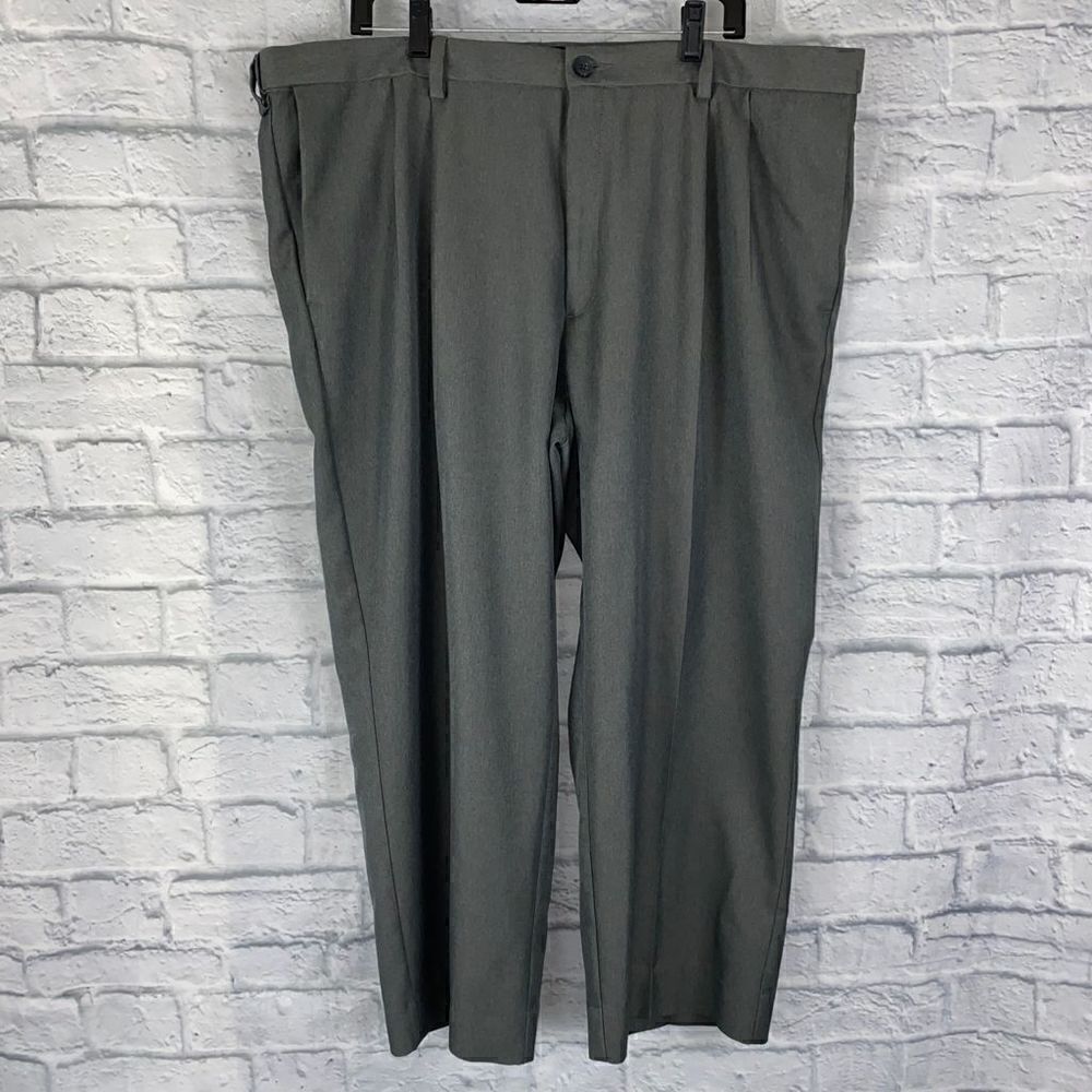 Haggar clothing pleated dress pants gray 44x30